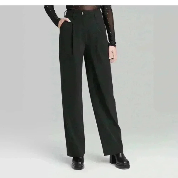 Women's Wide Leg Trouser Pants - Wild Fable Black  Size Women’s 0 - Picture 2 of 8